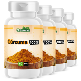 Crcuma 100% Pura - 240 Cpsulas de 600mg (4 potes de 60 cps)