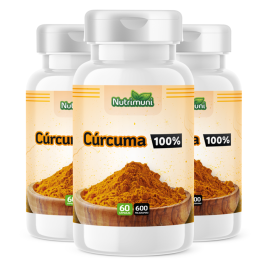 Crcuma 100% Pura - 180 Cpsulas de 600mg (3 potes de 60 cps)